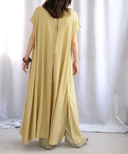 ANDJ(アンドジェイ)の「2WAY先染めストライプフレアワンピース(シャツワンピース・レディース・ライトブルー/ピンク/グリーン・M)」の21枚目の写真