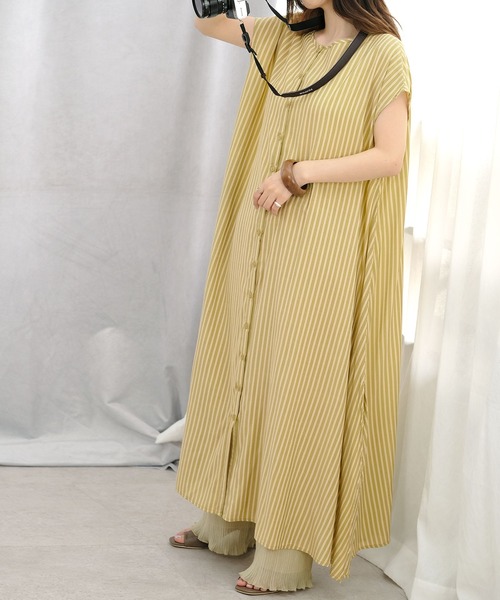 ANDJ(アンドジェイ)の「2WAY先染めストライプフレアワンピース(シャツワンピース・レディース・ライトブルー/ピンク/グリーン・M)」の22枚目の写真