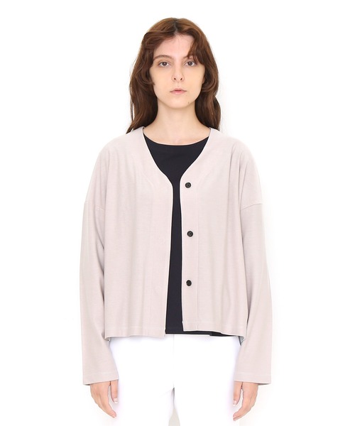 Design Tshirts Store graniph（デザイン　ティーシャツ　ストア　グラニフ）の「ベニドウダンフラワー｜クロスファブリックスウィッチングカーディガン（カーディガン/ボレロ・レディース・ライトグレー・FREE）」の3枚目の写真