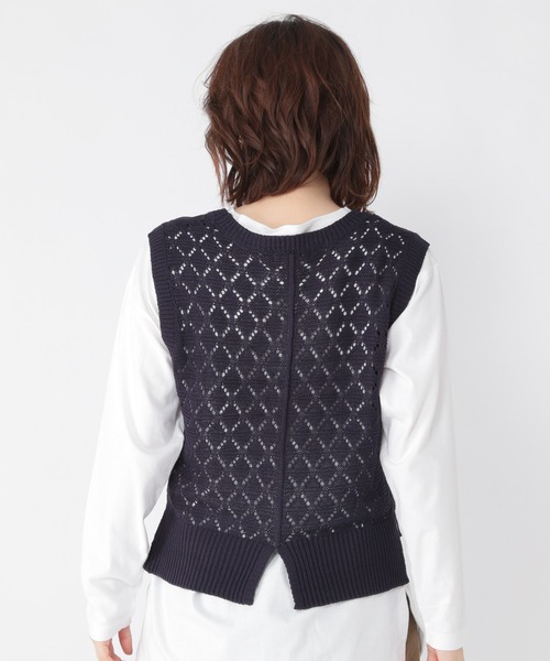 studio CLIP（スタディオクリップ）の「3ゲージダイヤ柄ベスト（ベスト・レディース・ライトベージュ/ネイビー・FREE）」の14枚目の写真