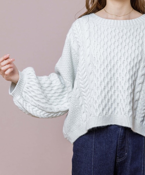 flower(フラワー)の「スウィートバックニット(ニット/セーター・レディース・ベージュ/ブルー/アイボリー・FREE)」の17枚目の写真