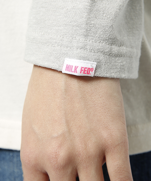 MILKFED.（ミルクフェド）の「BIG BB TEE CHERRY PIE　（ビッグベースボールティー/スイーツ/チェリーパイ）（Tシャツ/カットソー・レディース・ホワイト/ピンク・SMALL/MEDIUM）」の3枚目の写真