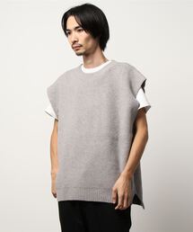 ウール混ニットサイドスリットベスト(M1)