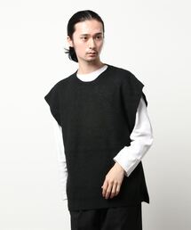 ウール混ニットサイドスリットベスト(M1)