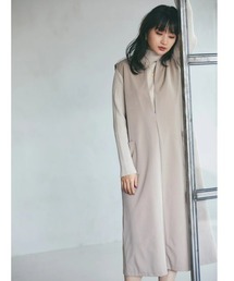 キーネックレイヤードワンピース