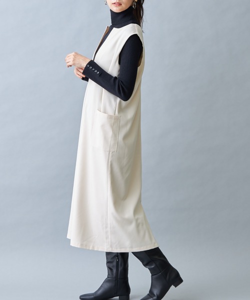 &. NOSTALGIA(アンドドットノスタルジア)の「キーネックレイヤードワンピース(ワンピース・レディース・ブラック/ブラウン/アイボリー/ベージュ/チャコールグレー・M)」の20枚目の写真