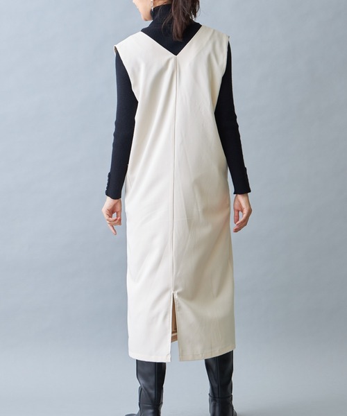 &. NOSTALGIA(アンドドットノスタルジア)の「キーネックレイヤードワンピース(ワンピース・レディース・ブラック/ブラウン/アイボリー/ベージュ/チャコールグレー・M)」の21枚目の写真