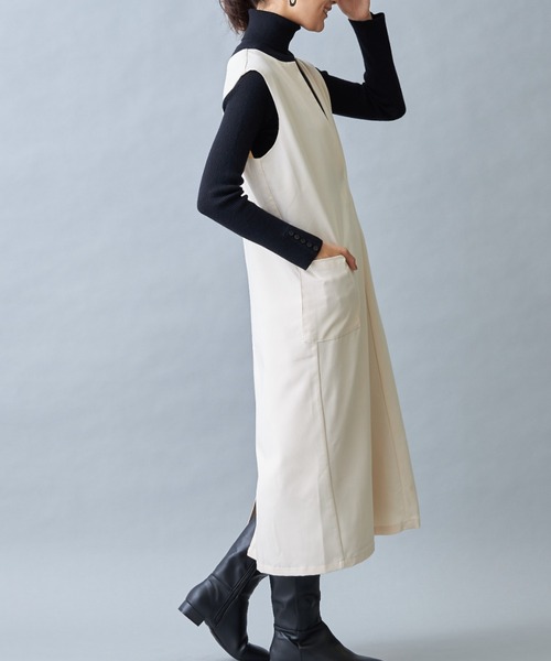 &. NOSTALGIA(アンドドットノスタルジア)の「キーネックレイヤードワンピース(ワンピース・レディース・ブラック/ブラウン/アイボリー/ベージュ/チャコールグレー・M)」の22枚目の写真