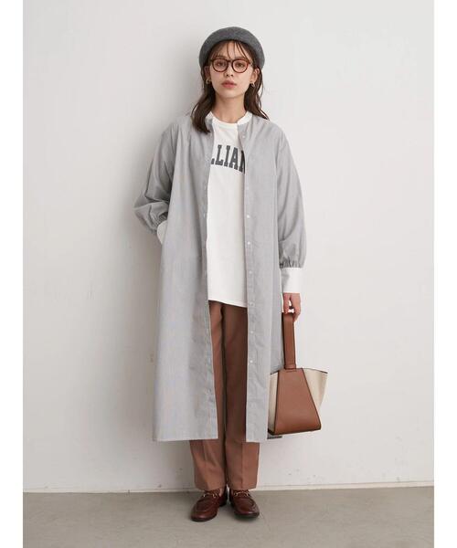 earth music&ecology（アースミュージックアンドエコロジー）の「バンドカラーシャツワンピース ＊（ワンピース・レディース・ベージュ/オフホワイト/グレー系その他2/ブルー系その他6・FREE）」の19枚目の写真