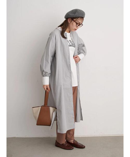 earth music&ecology（アースミュージックアンドエコロジー）の「バンドカラーシャツワンピース ＊（ワンピース・レディース・ベージュ/オフホワイト/グレー系その他2/ブルー系その他6・FREE）」の18枚目の写真
