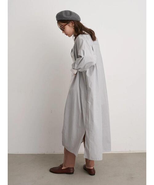 earth music&ecology（アースミュージックアンドエコロジー）の「バンドカラーシャツワンピース ＊（ワンピース・レディース・ベージュ/オフホワイト/グレー系その他2/ブルー系その他6・FREE）」の17枚目の写真