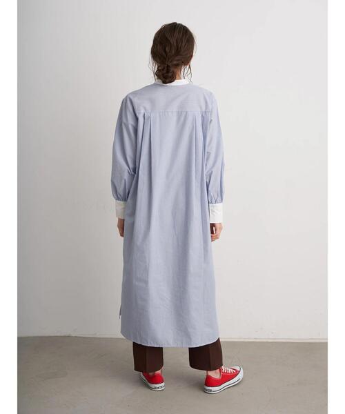 earth music&ecology（アースミュージックアンドエコロジー）の「バンドカラーシャツワンピース ＊（ワンピース・レディース・ベージュ/オフホワイト/グレー系その他2/ブルー系その他6・FREE）」の9枚目の写真