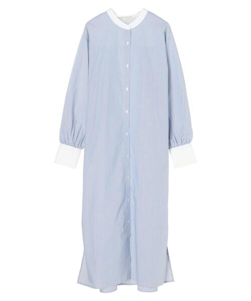 earth music&ecology（アースミュージックアンドエコロジー）の「バンドカラーシャツワンピース ＊（ワンピース・レディース・ベージュ/オフホワイト/グレー系その他2/ブルー系その他6・FREE）」の7枚目の写真