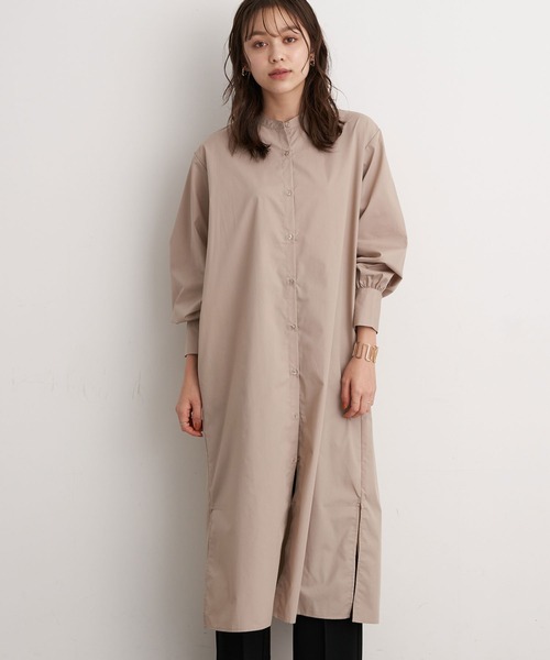 earth music&ecology（アースミュージックアンドエコロジー）の「バンドカラーシャツワンピース ＊（ワンピース・レディース・ベージュ/オフホワイト/グレー系その他2/ブルー系その他6・FREE）」の4枚目の写真