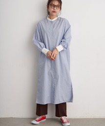 バンドカラーシャツワンピース ＊