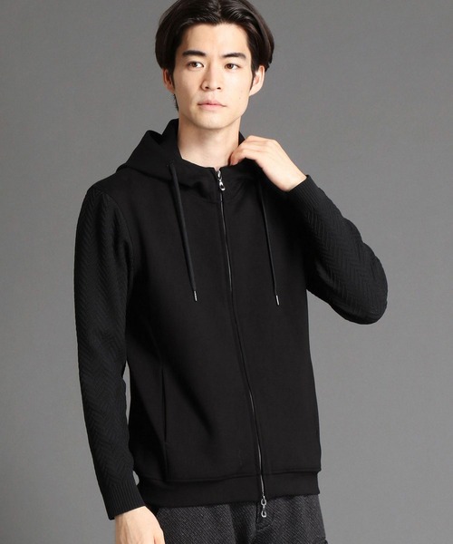 NICOLE CLUB FOR MEN(ニコルクラブフォーメン)の「コンビハイネックパーカー(パーカー・メンズ・ホワイト×ライトグレー/その他/ブラック×ブラック・X-LARGE/MEDIUM/LARGE)」の2枚目の写真