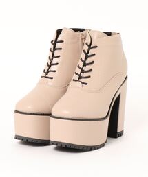 【厚底】チャンキーヒール　レースアップブーツ　315