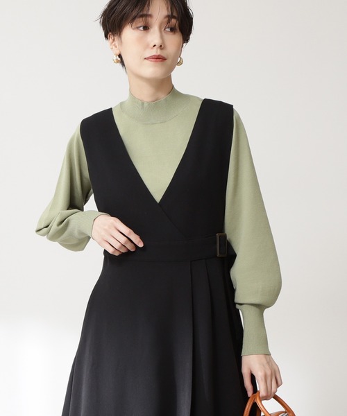 N.（N. Natural Beauty Basic）（エヌエヌナチュラルビューティーベーシック）の「◆プレーティング天竺ボリュームスリーブニット（ニット/セーター・レディース・オフホワイト/ブラック/ライトグリーン/ピンク/モカ・MEDIUM）」の5枚目の写真