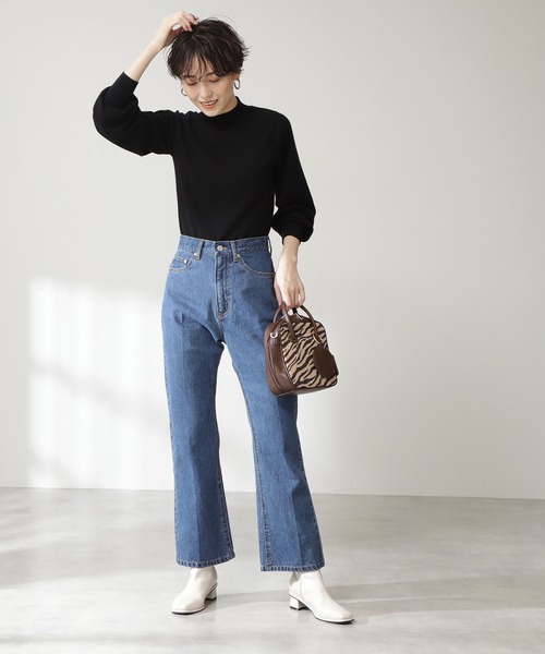 N.（N. Natural Beauty Basic）（エヌエヌナチュラルビューティーベーシック）の「◆プレーティング天竺ボリュームスリーブニット（ニット/セーター・レディース・オフホワイト/ブラック/ライトグリーン/ピンク/モカ・MEDIUM）」の12枚目の写真