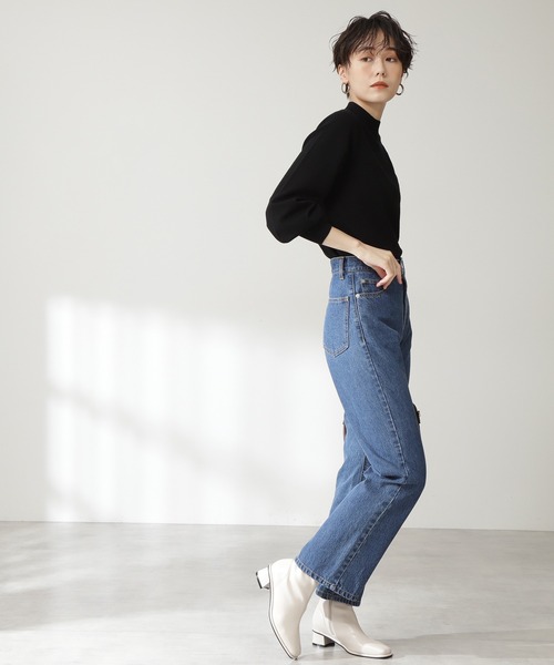 N.（N. Natural Beauty Basic）（エヌエヌナチュラルビューティーベーシック）の「◆プレーティング天竺ボリュームスリーブニット（ニット/セーター・レディース・オフホワイト/ブラック/ライトグリーン/ピンク/モカ・MEDIUM）」の16枚目の写真