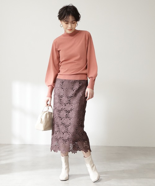 N.（N. Natural Beauty Basic）（エヌエヌナチュラルビューティーベーシック）の「◆プレーティング天竺ボリュームスリーブニット（ニット/セーター・レディース・オフホワイト/ブラック/ライトグリーン/ピンク/モカ・MEDIUM）」の9枚目の写真