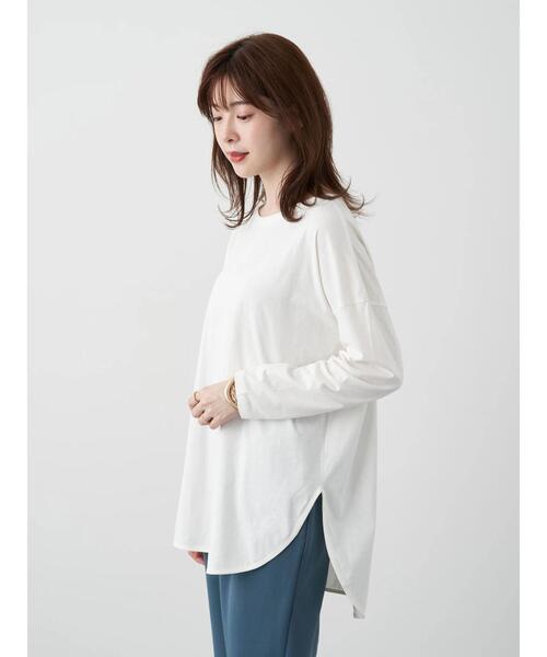 earth music&ecology(アースミュージックアンドエコロジー)の「ラウンドヘムカットチュニック*(Tシャツ/カットソー・レディース・オフホワイト・FREE)」の6枚目の写真