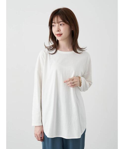 earth music&ecology(アースミュージックアンドエコロジー)の「ラウンドヘムカットチュニック*(Tシャツ/カットソー・レディース・オフホワイト・FREE)」の1枚目の写真