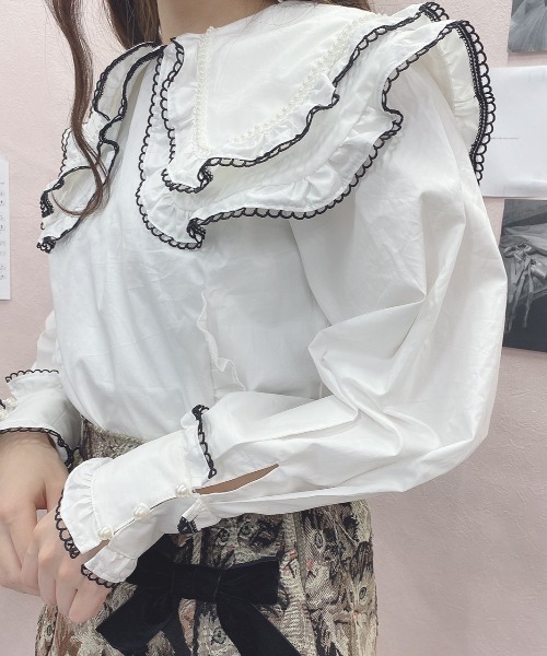Swankiss(スワンキス)の「TS frill mellow B/L(シャツ/ブラウス・レディース・ホワイト/ブラック/ベージュ・FREE)」の6枚目の写真