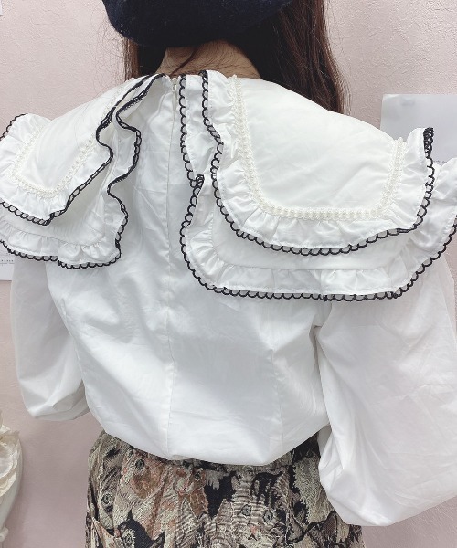 Swankiss(スワンキス)の「TS frill mellow B/L(シャツ/ブラウス・レディース・ホワイト/ブラック/ベージュ・FREE)」の9枚目の写真