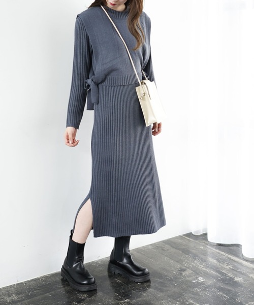 archives(アルシーヴ)の「【web限定item】ショートベスト+リブワンピース(ワンピース・レディース・ブラウン/アイボリー/ブルー/ベージュ・MEDIUM)」の13枚目の写真