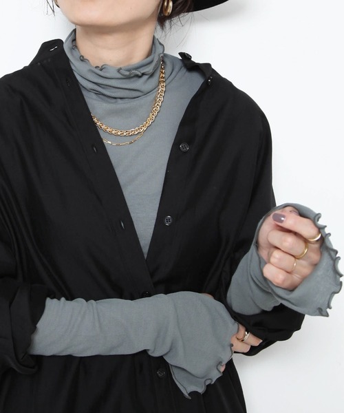 Rouge vif Anna（ルージュヴィフアンナ）の「テレコメロータートルカットソー（Tシャツ/カットソー・レディース・ピンク/アイボリー/モスグリーン/チャコールグレー/ブラック/ブラウン・フリー）」の5枚目の写真