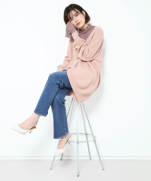 Rouge vif Anna（ルージュヴィフアンナ）の「テレコメロータートルカットソー（Tシャツ/カットソー・レディース・ピンク/アイボリー/モスグリーン/チャコールグレー/ブラック/ブラウン・フリー）」の7枚目の写真