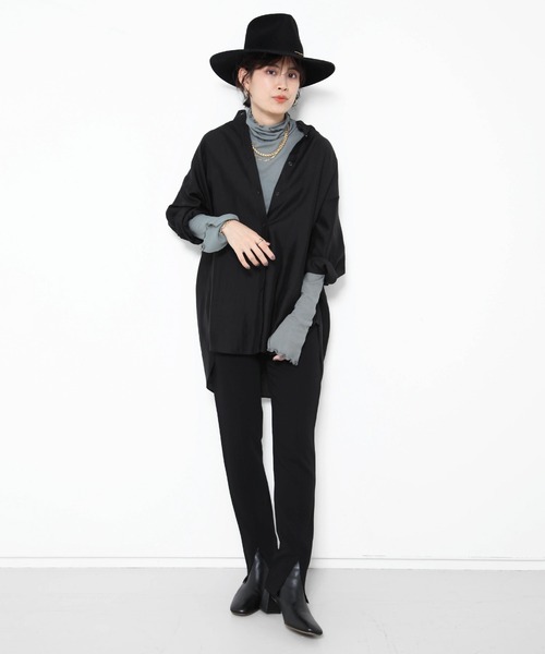 Rouge vif Anna（ルージュヴィフアンナ）の「テレコメロータートルカットソー（Tシャツ/カットソー・レディース・ピンク/アイボリー/モスグリーン/チャコールグレー/ブラック/ブラウン・フリー）」の10枚目の写真