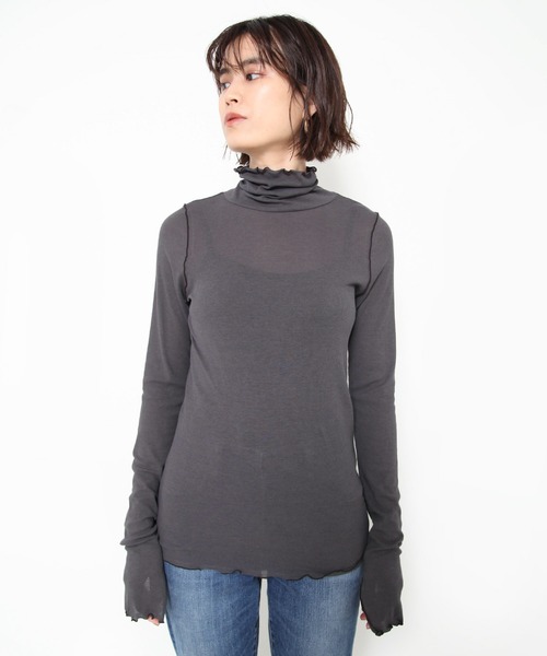 Rouge vif Anna（ルージュヴィフアンナ）の「テレコメロータートルカットソー（Tシャツ/カットソー・レディース・ピンク/アイボリー/モスグリーン/チャコールグレー/ブラック/ブラウン・フリー）」の15枚目の写真