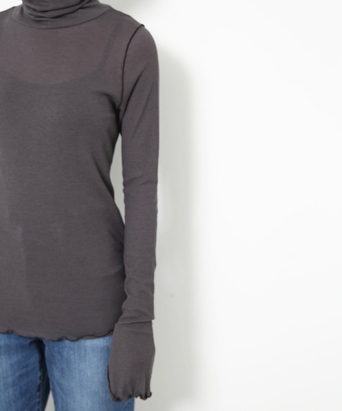 Rouge vif Anna（ルージュヴィフアンナ）の「テレコメロータートルカットソー（Tシャツ/カットソー・レディース・ピンク/アイボリー/モスグリーン/チャコールグレー/ブラック/ブラウン・フリー）」の14枚目の写真