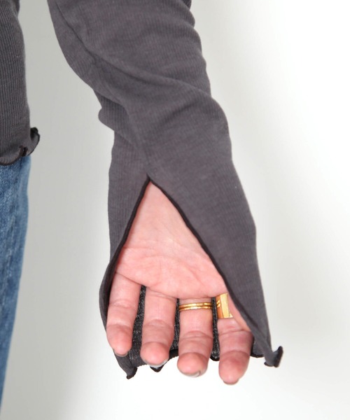 Rouge vif Anna（ルージュヴィフアンナ）の「テレコメロータートルカットソー（Tシャツ/カットソー・レディース・ピンク/アイボリー/モスグリーン/チャコールグレー/ブラック/ブラウン・フリー）」の11枚目の写真