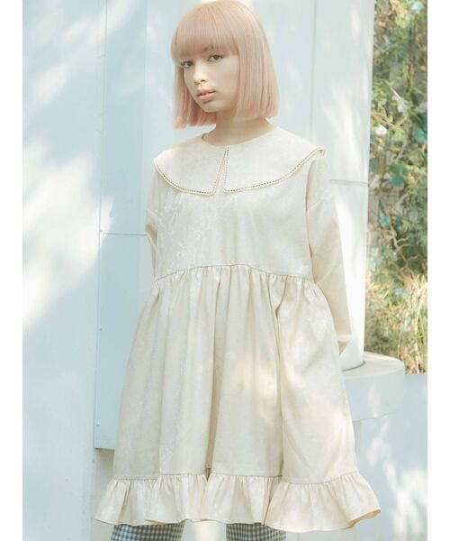 merry Jenny メリージェニー flowerジャガードミニワンピース セール】flowerジャガードミニワンピース（ワンピース）｜merry