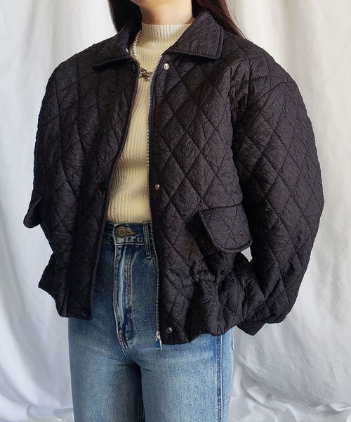 me+em select（ミームセレクト）の「2WAY　フェイクファー襟クリンクルキルティングブルゾン（ブルゾン・レディース・ブラック/ホワイト・FREE）」の19枚目の写真