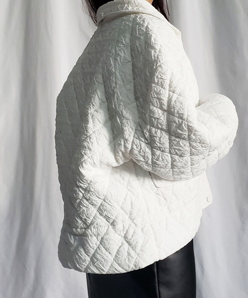 me+em select（ミームセレクト）の「2WAY　フェイクファー襟クリンクルキルティングブルゾン（ブルゾン・レディース・ブラック/ホワイト・FREE）」の9枚目の写真