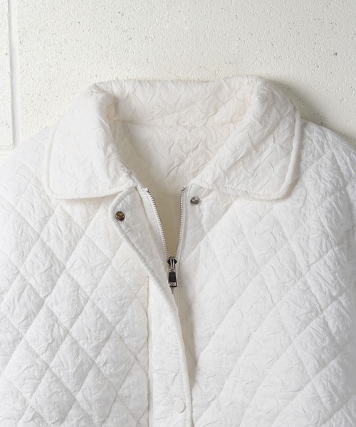 me+em select（ミームセレクト）の「2WAY　フェイクファー襟クリンクルキルティングブルゾン（ブルゾン・レディース・ブラック/ホワイト・FREE）」の10枚目の写真