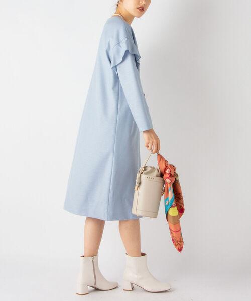 NOLLEY’S(ノーリーズ)の「ウールジョーゼットフリルワンピース(ワンピース・レディース・ネイビー/ベージュ/サックスブルー・38)」の21枚目の写真