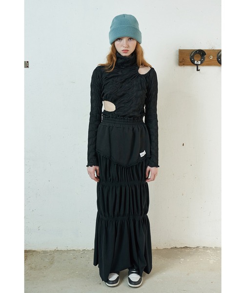 oddoneout(オッドワンアウト)の「A'GEM/9 × .kom『ODD ONE OUT/オッドワンアウト』Circle cutting exmbo top/カッティング ロングTシャツ(Tシャツ/カットソー・レディース・ホワイト/ブラック・FREE)」の18枚目の写真