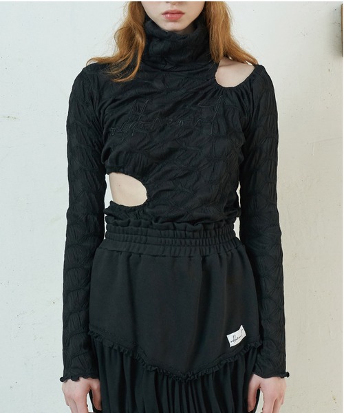 oddoneout(オッドワンアウト)の「A'GEM/9 × .kom『ODD ONE OUT/オッドワンアウト』Circle cutting exmbo top/カッティング ロングTシャツ(Tシャツ/カットソー・レディース・ホワイト/ブラック・FREE)」の15枚目の写真