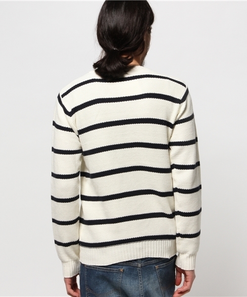 WEGO（ウィゴー）の「WEGO/ポップコーンボーダーニット（ニット/セーター・メンズ・ホワイト/ネイビー・LARGE/MEDIUM）」の6枚目の写真