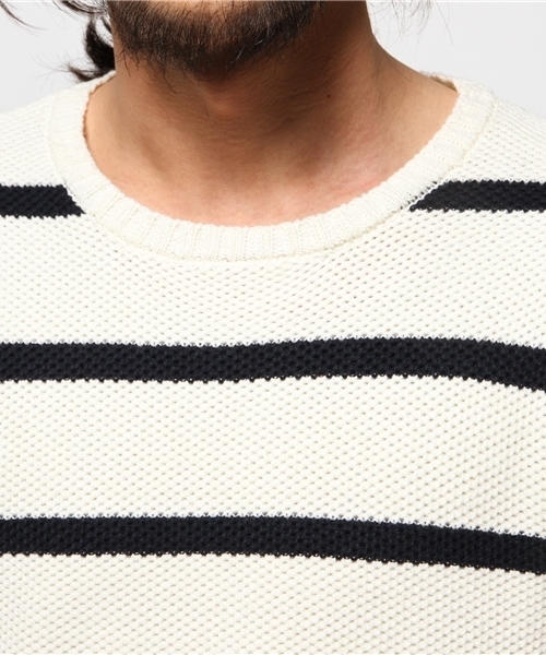 WEGO（ウィゴー）の「WEGO/ポップコーンボーダーニット（ニット/セーター・メンズ・ホワイト/ネイビー・LARGE/MEDIUM）」の7枚目の写真