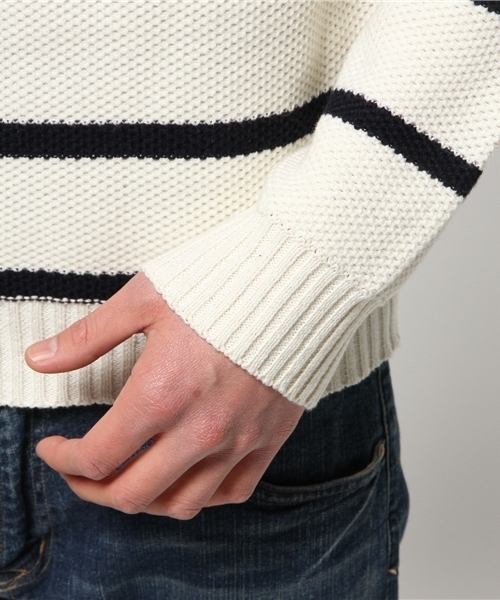 WEGO（ウィゴー）の「WEGO/ポップコーンボーダーニット（ニット/セーター・メンズ・ホワイト/ネイビー・LARGE/MEDIUM）」の8枚目の写真