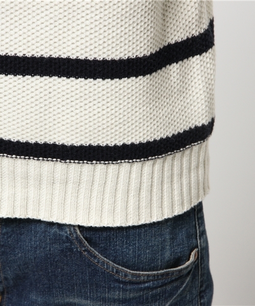 WEGO（ウィゴー）の「WEGO/ポップコーンボーダーニット（ニット/セーター・メンズ・ホワイト/ネイビー・LARGE/MEDIUM）」の9枚目の写真