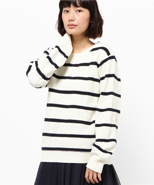 WEGO（ウィゴー）の「WEGO/ポップコーンボーダーニット（ニット/セーター・メンズ・ホワイト/ネイビー・LARGE/MEDIUM）」の3枚目の写真