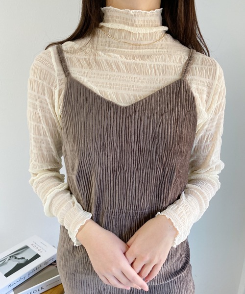 CLEA(クレア)の「ランダムプリーツキャミワンピース(ワンピース・レディース・ブラック/アイボリー/グレイッシュベージュ・FREE)」の21枚目の写真