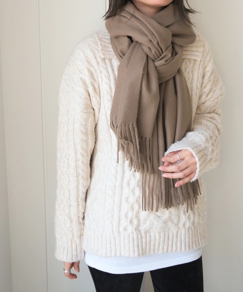 CANAL JEAN（キャナルジーン）の「El mar(エルマール) カシミヤタッチ無地ストール（ストール/ショール・レディース・ライトグレー/ブラック/ブラウン/アイボリー・ONE SIZE）」の4枚目の写真